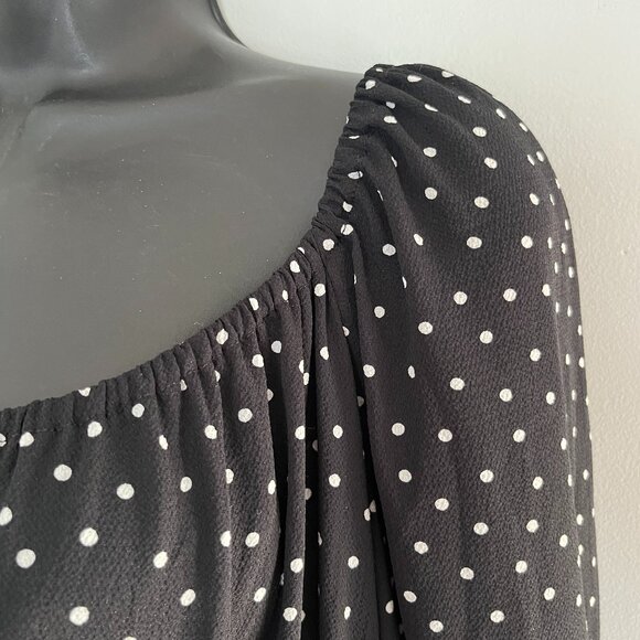 ASOS Curve  Long Sleeve Black and White Polka Dot Mini Dress, Size 14 - Picture 5 of 15